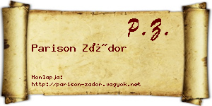 Parison Zádor névjegykártya